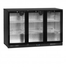 TEFCOLD DB 300H-3 Minibar s třemi prosklenými křídlovými dveřmi, barva černá 
